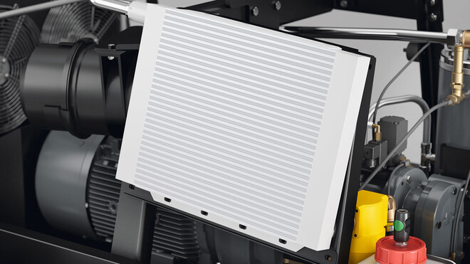 Radiatore finale aria compressa installato di serie nei motocompressori MOBILAIR KAESER.