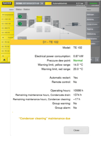 Rappresentazione di un’avvertenza nel diagramma di flusso sul SIGMA AIR MANAGER 4.0
