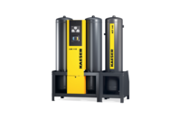 Essiccatore ad adsorbimento con colonna di adsorbimento a carboni attivi per l'erogazione d'aria compressa tecnicamente oil-free.