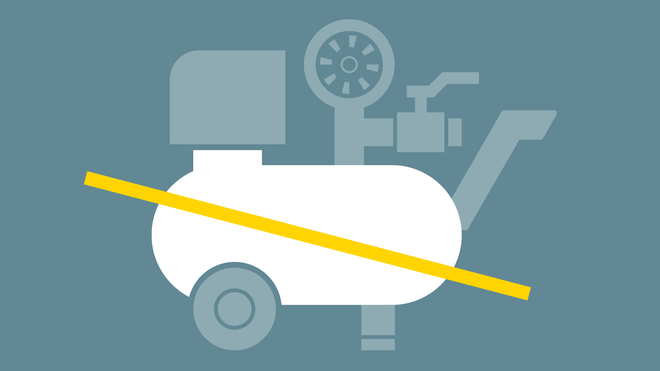 L’i.Comp 3 non richiede l’uso di un serbatoio d’aria compressa.
